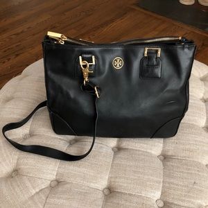 Tory Burch carry all black and gold